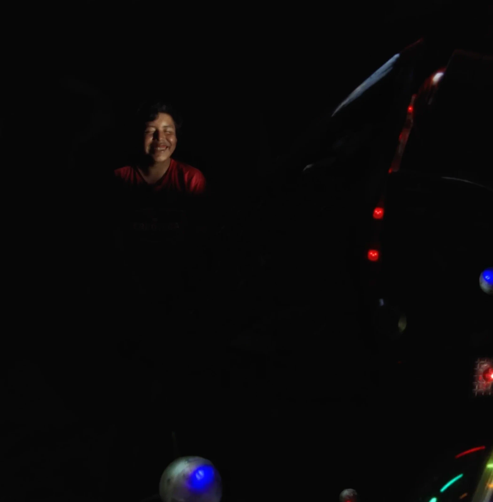 Motorcyclist's happiness wont fit into his suit