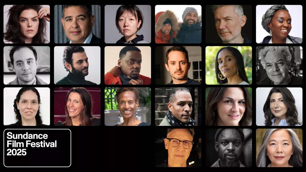 Top Row L–R: Kaniehtiio Horn, Vinnie Malhotra, Celine Song, Sam and Andy Zuchero, Kevin Macdonald, Wanuri Kahiu Second Row L–R: Nicholas Ma, Arian Moayed, Daniel Kaluuya, Elijah Wood, Nia Imara, Michael Almereyda Third Row L–R: Dr. Monica Lopez, Maggie Mackay, Marcia Smith, Reinaldo Marcus Green, Daniela Alatorre, Ava Cahen Bottom Row L–R: Steven Bognar, Kibwe Tavares, Laura Kim. Image: Sundance