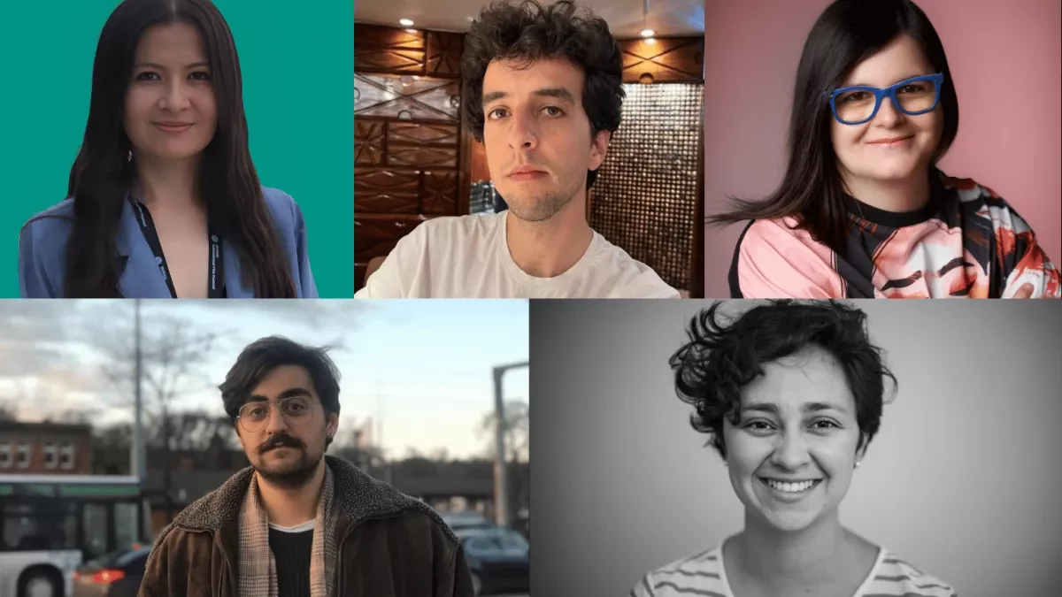 Clockwise from top left: Aigerim Satybaldy, Frederico Mesquita, Adriana Racasan, Valentina Arango V and Emir Melek. Image: IFFR